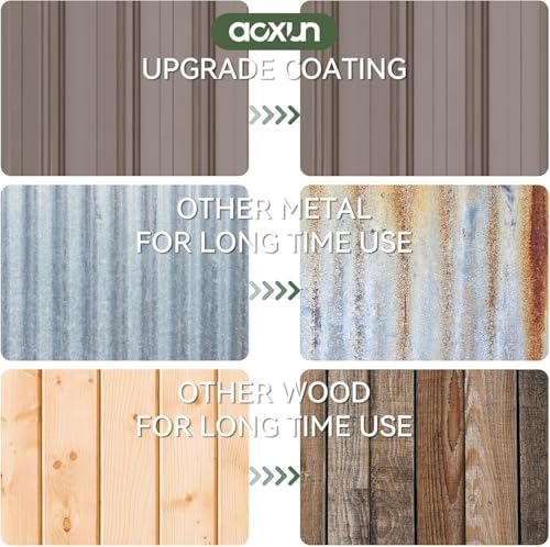 Aoxun 14x12 FT Outdoor Storage Shed, Metal Shed with Lockable Doors, Brown - Image 7