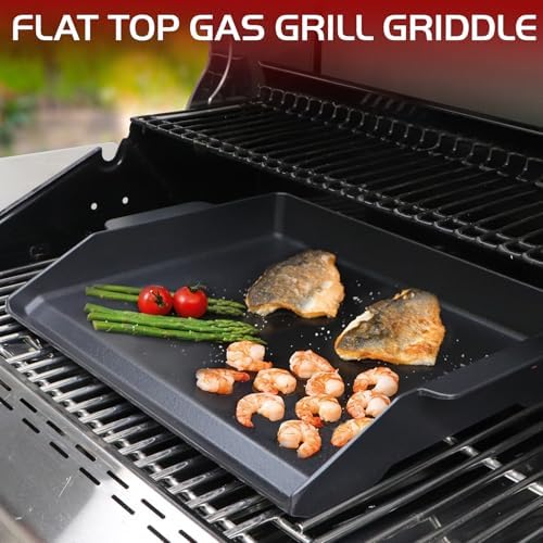 Cast Iron Griddle for Gas Grill Stove Top Plate Universal Flat Griddle Insert Stovetop Skillet Charcoal Electric Range Oven Large Cooking Pan Replacement Outdoor Camp Camping Part 23" x 16" - Image 2
