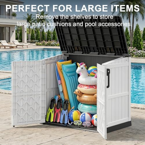 Outdoor Storage Box & Cabinet 36 Cu Ft, Patio Storage Box, White - Image 2