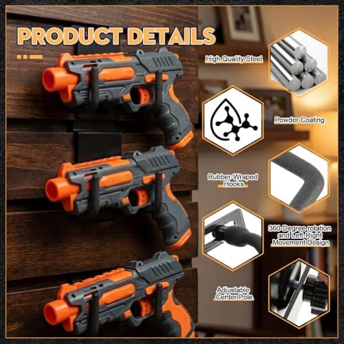 Yaocom 10 Pcs Pistol Wall Mount Slatwall Pistol Holder, Slotted Panel Style - Image 3