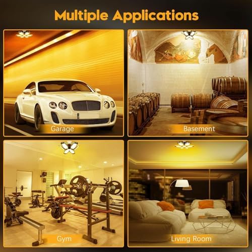 TANBABY 2 Pack Warm Garage Lights, Deformable Ceiling Light, 12000LM 3000K - Image 5