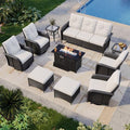 Aoxun 10-Piece Wicker Rattan Patio Furniture Set with 44" Fire Pit Table by Aoxun