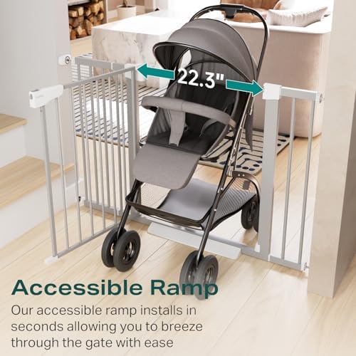 Cumbor 30-46" Baby Gate for Stairs, Auto Close Dog Gate Indoor Gray - Image 6