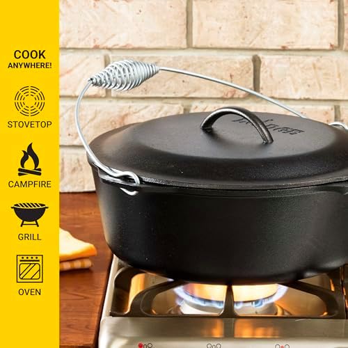Lodge Pre-Seasoned Cast Iron Dutch Oven with Bail Handle, 9 Quart - Image 3