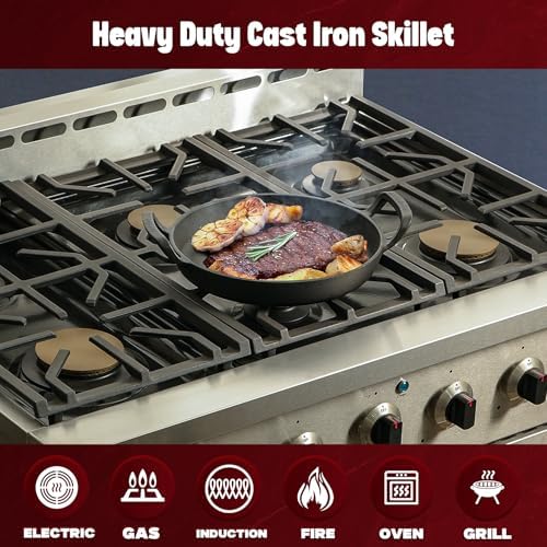 onlyfire Pre-Seasoned Cast Iron Skillet with Dual Handles, 10 Inch - Image 4