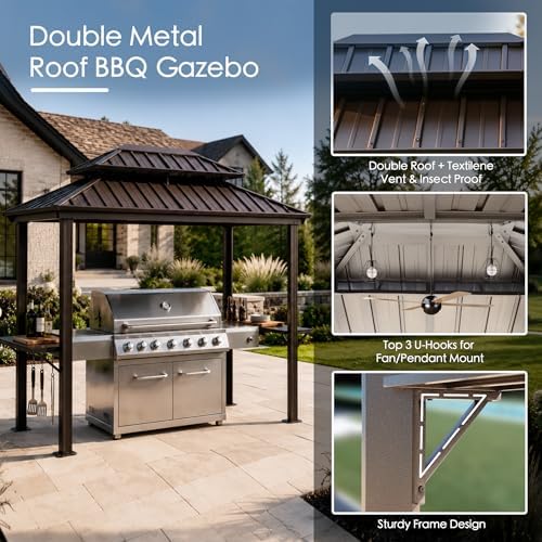 Kozyard 6' x 8' BBQ Hardtop Grill Gazebo, Outdoor Grill Shelter - Image 5