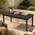 67" Rectangular Outdoor Dining Table, All-Weather HDPE Patio Table for 6-8 Person, Large Composite Wood Furniture with Umbrella Hole for Backyard Deck Garden Poolside, Black by PatioKingdom