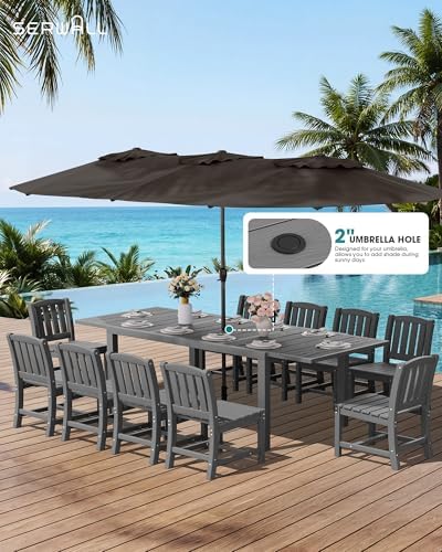 SERWALL Outdoor Patio Dining Set for 6, Grey - Image 2