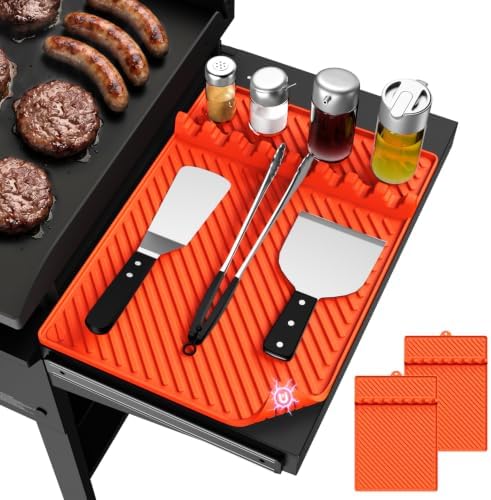 Grill Silicone Mat for Blackstone - BBQ Side Shelf Mat With Magnetic 2 PCS by rumlick