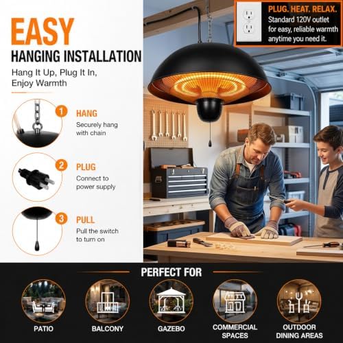 Hanging Patio Heater, Electric Ceiling Heater for Gazebo & Porch Indoor - Image 5