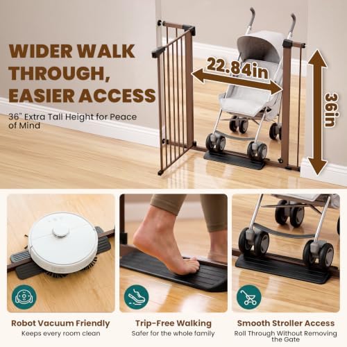 Mumeasy 36" High Extra Tall Dog Gate, 29.7"-40.5" Wide Pressure Mounted Tall Baby Gate for Dog, Auto Close Pet Gate with Door for Stairs,Doorways,House,Black - Image 4
