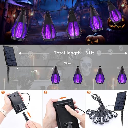 Solar String Lights for Outside, 21Ft Solar Patio Light with 10 Flickering - Image 4
