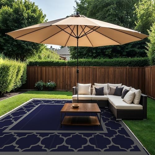 GENIMO Outdoor Rug, Waterproof Plastic Rugs for Patio, 10'x10' Blue Grey - Image 3