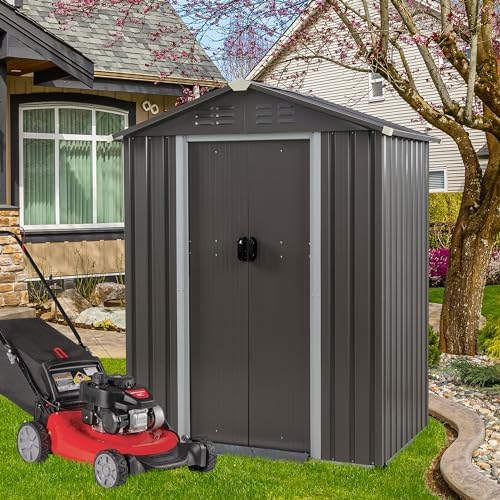 Vongrasig 5 x 3 x 6 FT Outdoor Storage Shed, Metal Tool Shed Clearance Garden Steel Shed with Side Window and Lockable Door Waterproof Tool Shed for Backyard Patio, Lawn (Gray) - Image 2
