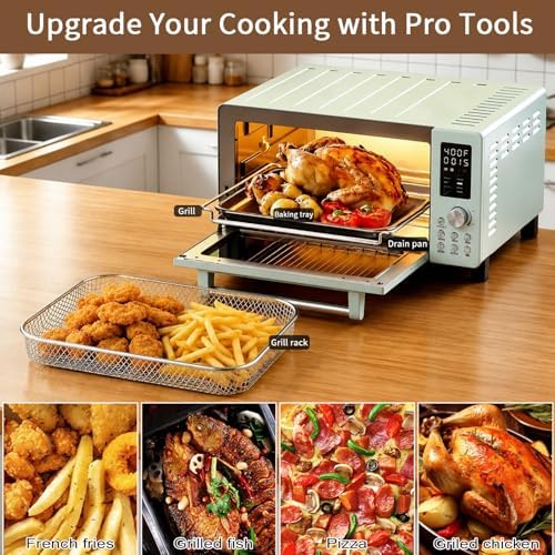 4 IN 1 Set Baking Pan Basket Crumb Tray Cooling Rack for Nuwave Bravo Pro 21 Qt Smart Air Fryer Convection Toaster Oven, Air Fryer Grill Pan Plate Crisper Plate Accessories Replacement Parts - Image 6