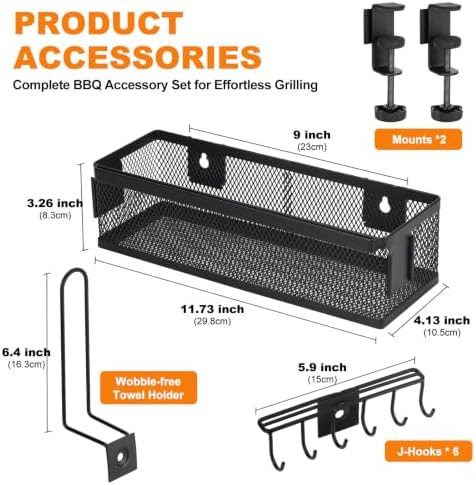 Griddle Caddy Side Shelf Organizer Grill Tool Holder (Black) - Image 2
