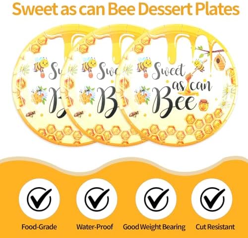 75PCS Bee Decorations for Party, Sweet as Can Bee Paper Plates and Napkins with Forks Disposable Dessert Tableware Parties Favors for Birthday Party Supplies Decorations - Image 4
