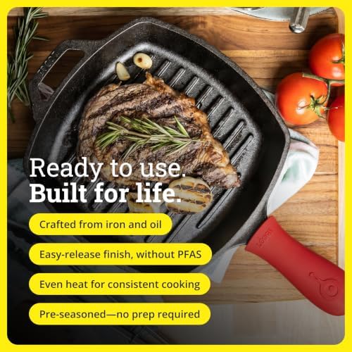 Lodge Square Cast Iron Grill Pan, PFAS-Free, 10.5 Inches - Image 4