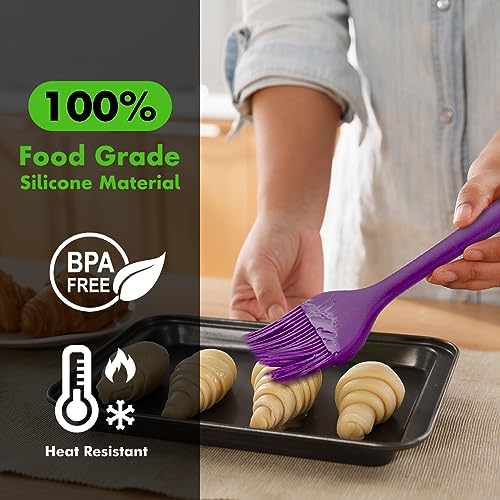 HOTEC 600°F Heat Resistant Silicone Basting &Pastry Brushes, Purple 2 - Image 3