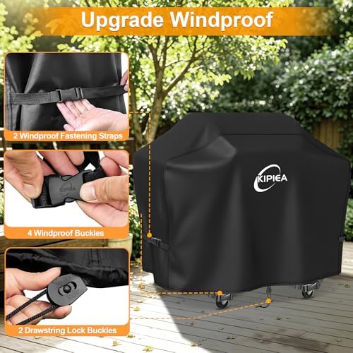 Kipiea 600D Pellet Grill Cover for Camp Chef Woodwind 24, Woodwind Pro 24, Waterproof BBQ Smoker Cover, UV Resistant, No Tear, No Fading - Image 4
