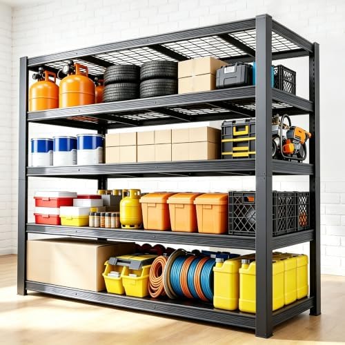 62" W Storage Shelves Unit,5 Tier Heavy Duty Metal garage Shelving Unit - Image 7