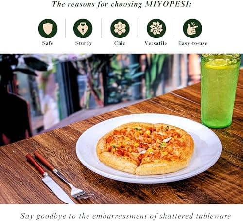 11-Inch Melamine Plates (Set of 6) - Unbreakable and Reusable Plastic Dinnerware with Ceramic Feel, Stackable and Dishwasher-Safe - Versatile for All Meals (White) - Image 2