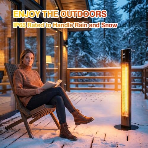 Portable Outdoot Electric Heater, Infrared Patio Heater for Outdoor/Indoor Use, garage heater electric, 1500W, BLACK - Image 5