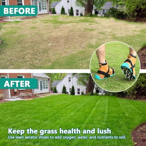 Lawn Aerator Shoes for Grass - Pre-Assembled Grass Aerator Shoes for Lawn - Soil Yard Aerator Tool for Aerating Patio Garden, Green, Medium Size - Image 7