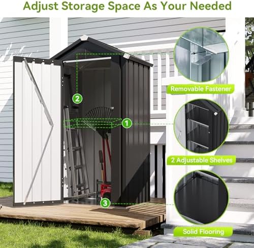 Aoxun Vertical Outdoor Storage Cabinet 2.5’x2’ with Floor & Shelves Black - Image 4