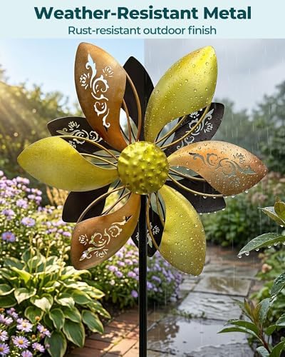 Double-Sided Metal Wind Spinner for Yard, 37" Kinetic Garden Decor - Image 5