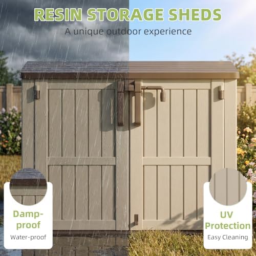 Bifanuo 36 Cu Ft Resin Outdoor Storage Shed, Horizontal Storage Cabinet - Image 6