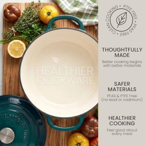 Larder & Vine 5.7 qt Enameled Cast Iron Dutch Oven Pot with Lid, Bondi - Image 5