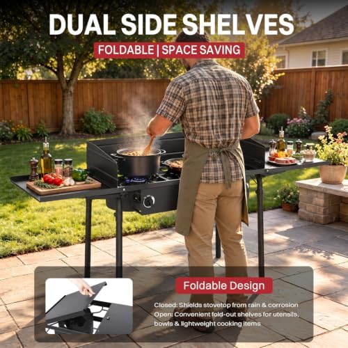 3 Burner Propane Camp Stove | 225,000 BTU | High Pressure Gas Burners - Image 4