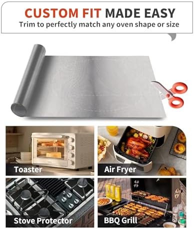 Oven Liners for Bottom of Oven - 4 Pack Large Heavy Duty Oven Mats, 17"x 25" Reusable Matt Liner for Electric, Gas, Toaster Ovens & Grills, BPA & PFOA Free, Kitchen Essentials, Silver - Image 5