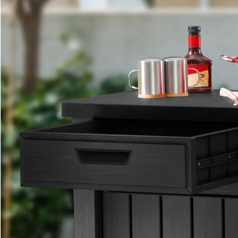 Outdoor Storage Cabinet with Drawers, Entertainment Buffet Table, Graphite Gray, 49.4" W x 35.4" H x 25.3" D - Image 4