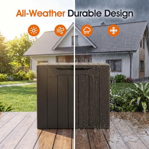 Greesum 33 Gallon Resin Deck Box All Weather Outdoor Storage Boxes, Dark Brown - Image 4