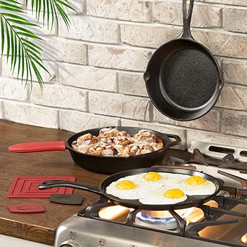Suteck Cast Iron Skillets 3-Piece Set, 6", 8" & 10" Pre-Seasoned Pan Set - Image 4