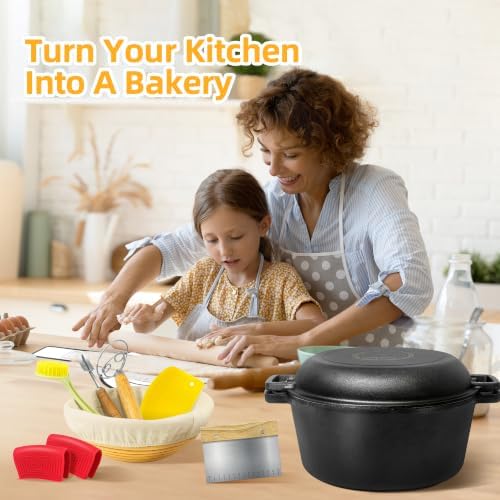 Pre-Seasoned Cast Iron Dutch Oven Pot with Skillet Lid, 5 Qt - Image 6