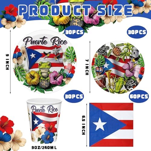 Suclain 150 Pcs Puerto Rico Party Tablewear, Puerto Rico Party Supplies - Image 3