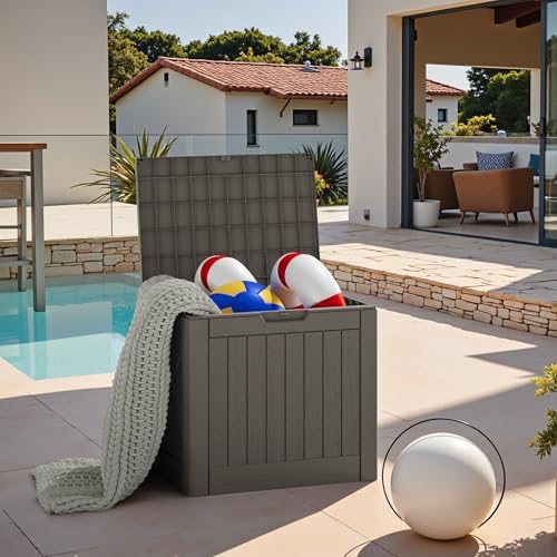 JUMMICO 42 Gallon Resin Deck Box Waterproof Outdoor Storage Box - Image 7