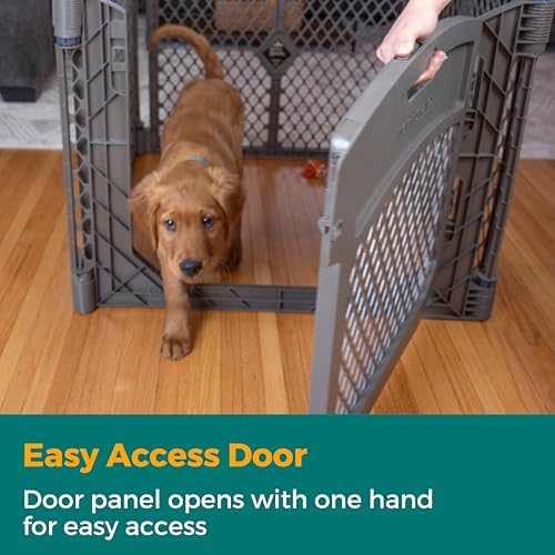 MyPet North States Petyard Plus: 3 Ft. Wide Folding Dog Playpen Indoor or Outdoor. 4-Panel Freestanding Play Pen Dog Gate Made in USA. 26" Tall, Fieldstone - Image 3
