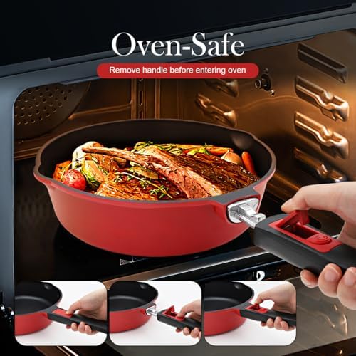 10 Inch Deep Frying Pan Skillet with Lid, 4 QT Nonstick Saute Pan - Image 5