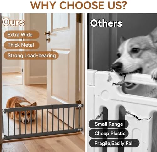 Short Dog Gate,18"-45" Adjustable Extra Wide Metal Short Dog Gate to Step Over, 18" Tall Small Pet Gate with 3 Extension Kits - Image 5