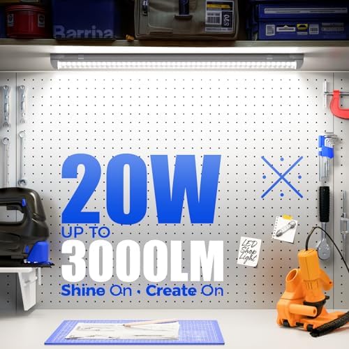 Barrina T8 LED Shop Lights 2FT, 20W 3000LM 5000K, 4 Pack, High Output Tube - Image 2