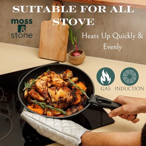Moss & Stone 10-Piece Nonstick Pots and Pans Set, Removable Handle Cookware - Image 4