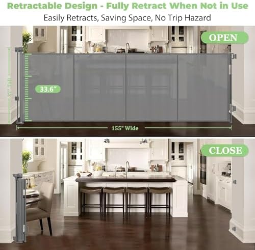 Reinforced 37" Tall x 155" Extra Wide Retractable Baby Gate, Indoor/Outdoor - Image 3