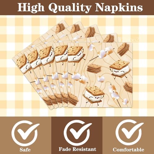 Smores Camping Birthday Party Decorations, 96PCS Camping Disposable Paper Plates and Napkin Tableware Decoration Let‘s Have S'more Fun Forks Decor Baby Shower Supplies, Serves 24 - Image 3