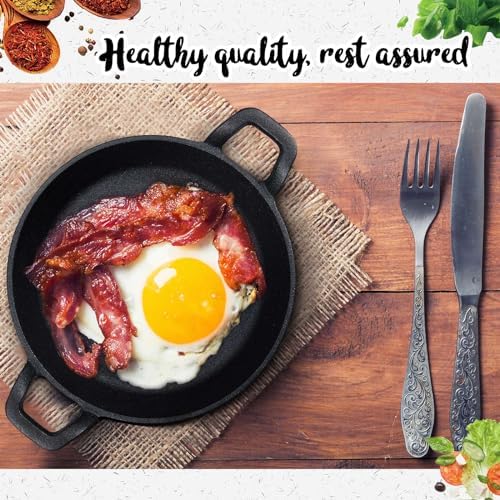 Ziliny 2 Pack Mini Cast Iron Skillets 7 x 7 x 1.7 Inch Pan Ramekin Set - Image 5