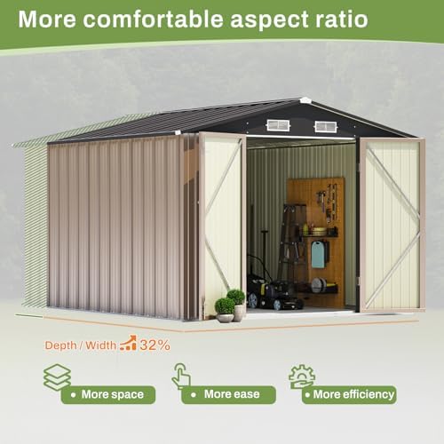 Patiowell 8x10 FT Outdoor Storage Shed, Brown - Image 4