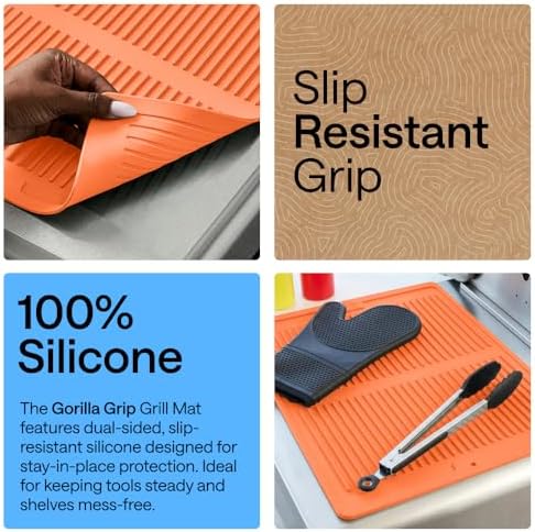 GORILLA GRIP Silicone Grill Mat, Heat Resistant Up to 550F, 16x12, Orange - Image 3